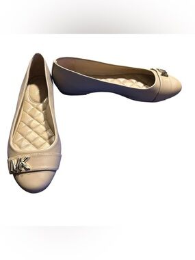 Michael Kors Beige Quilted Insole Ballet Flats with MK Logo